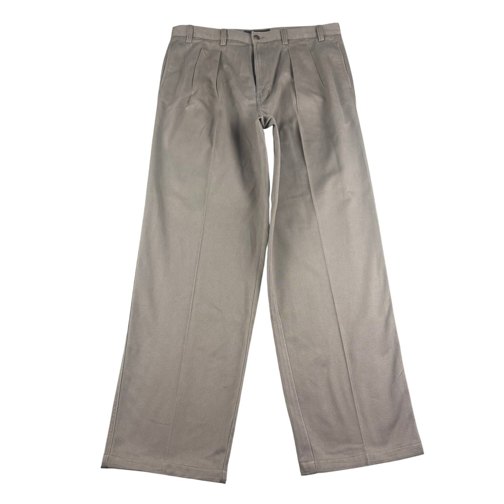 Baracuta Mens Pleated Chino Trousers Taupe Brown 100% Cotton 36x34 Style 10055